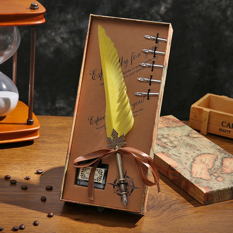 Amazon's hot new dipping quill gift box vintage quills calligraphy pen set New Year's gift