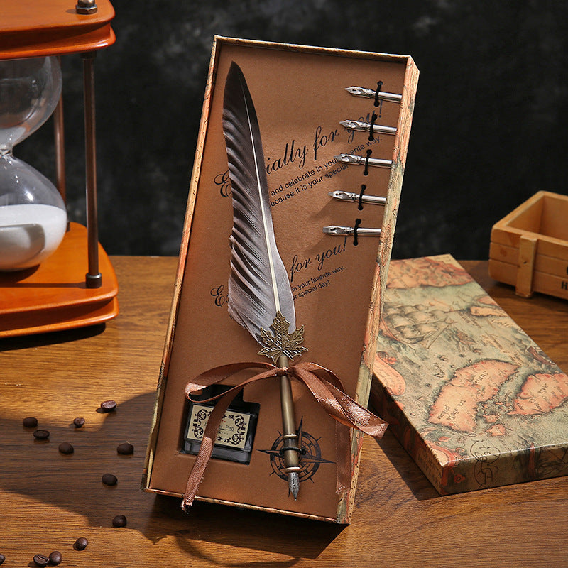 Amazon's hot new dipping quill gift box vintage quills calligraphy pen set New Year's gift