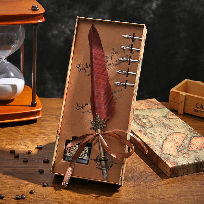 Amazon's hot new dipping quill gift box vintage quills calligraphy pen set New Year's gift