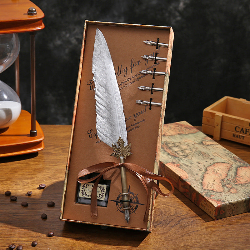 Amazon's hot new dipping quill gift box vintage quills calligraphy pen set New Year's gift