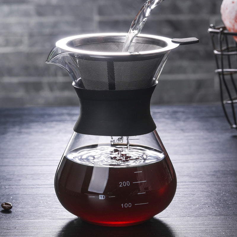 Factory direct glass pour-over coffee pot sharing pot set home hand pour-over drip coffee pot coffee set