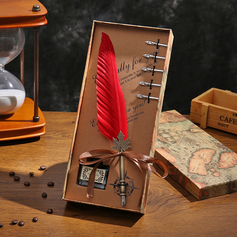 Amazon's hot new dipping quill gift box vintage quills calligraphy pen set New Year's gift