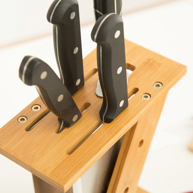 Nanzhu wooden knife holder, kitchen supplies, kitchen knife holder, knife holder, storage knife rack, assemble multi-functional shelf