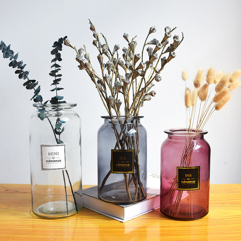 Wholesale creative home ins vase modern simple tabletop flower arrangement hydroponic flower large size clear glass vase