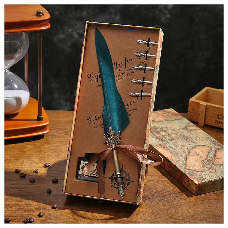 Amazon's hot new dipping quill gift box vintage quills calligraphy pen set New Year's gift