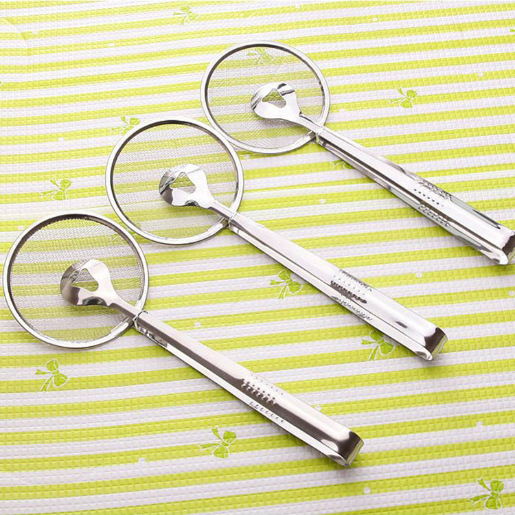 Kitchen tools: stainless steel colander oil scoop, fried food, oil scoop, tofu powder sieve, strainer, food oil clip