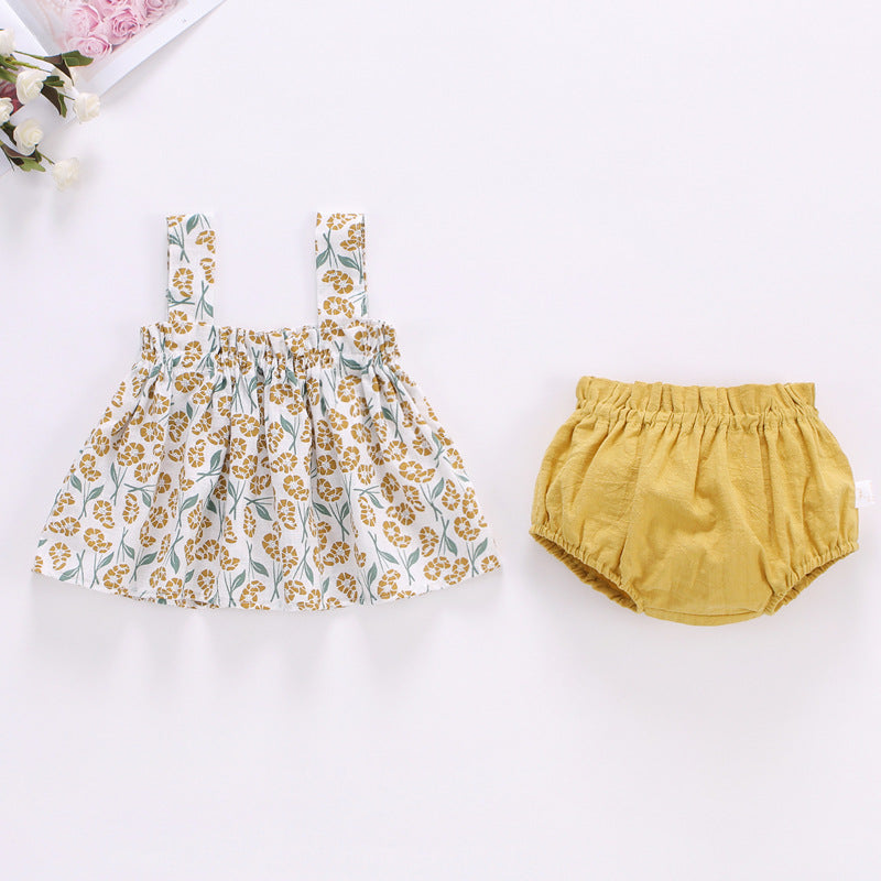 2025 Baby Summer Skirt Set Baby Girl Clothes 0-2 Years Old Baby Plaid Sundress Two Piece Set