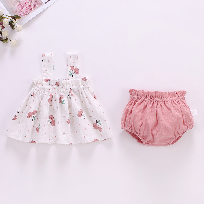 2025 Baby Summer Skirt Set Baby Girl Clothes 0-2 Years Old Baby Plaid Sundress Two Piece Set