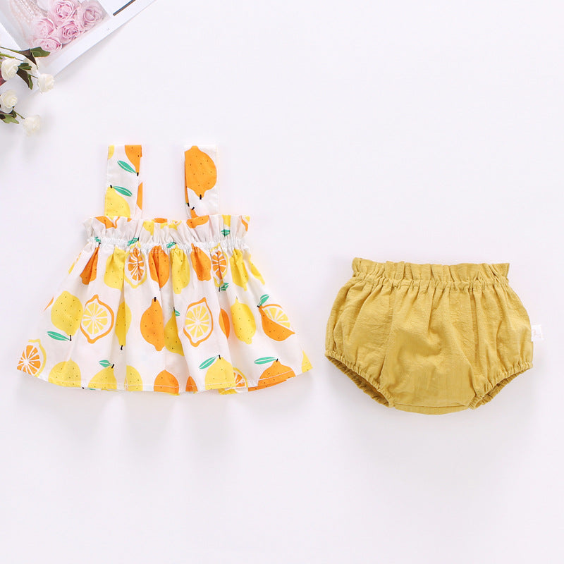2025 Baby Summer Skirt Set Baby Girl Clothes 0-2 Years Old Baby Plaid Sundress Two Piece Set