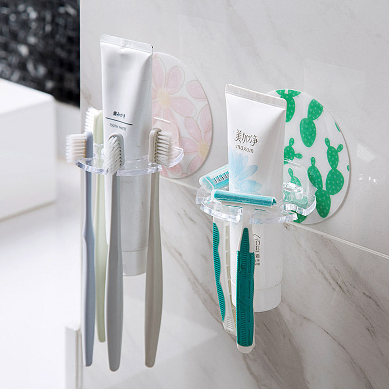 Cijia Home Furnishing Non-Punch Fun Toothbrush Holder Children's Toothpaste Holder Multi-functional Wall-mounted Storage Rack Toiletries