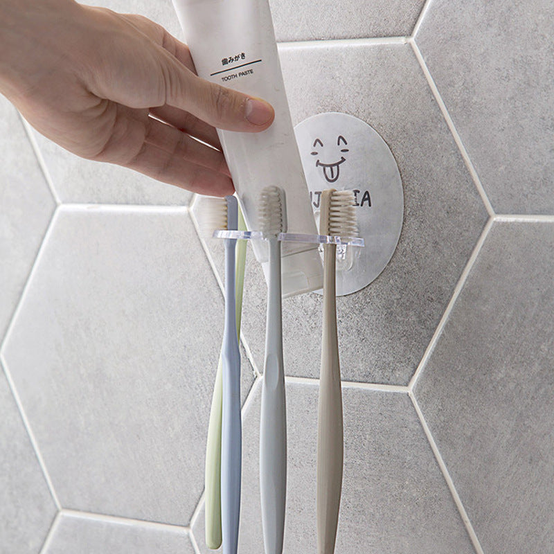 Cijia Home Furnishing Non-Punch Fun Toothbrush Holder Children's Toothpaste Holder Multi-functional Wall-mounted Storage Rack Toiletries