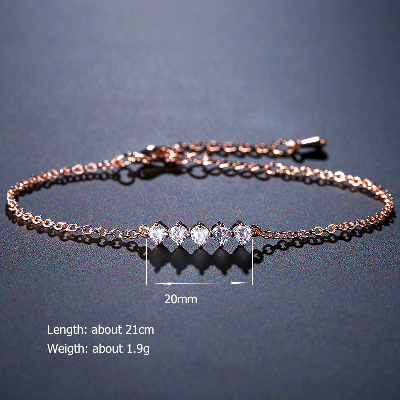 RAKOL Korean fashion simple round zircon bracelet versatile stacked girl hand ornament anklet factory direct sales