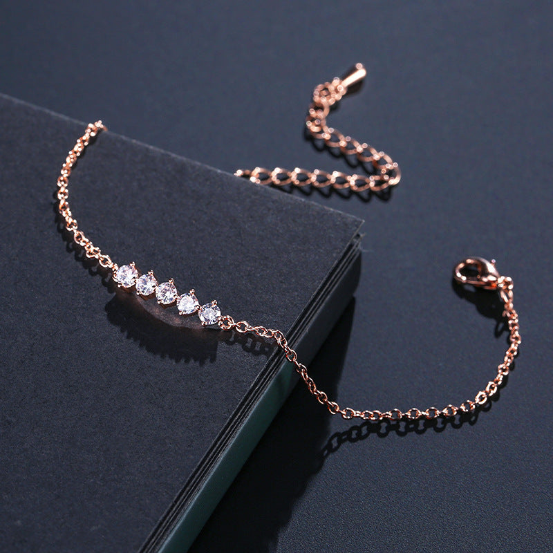 RAKOL Korean fashion simple round zircon bracelet versatile stacked girl hand ornament anklet factory direct sales