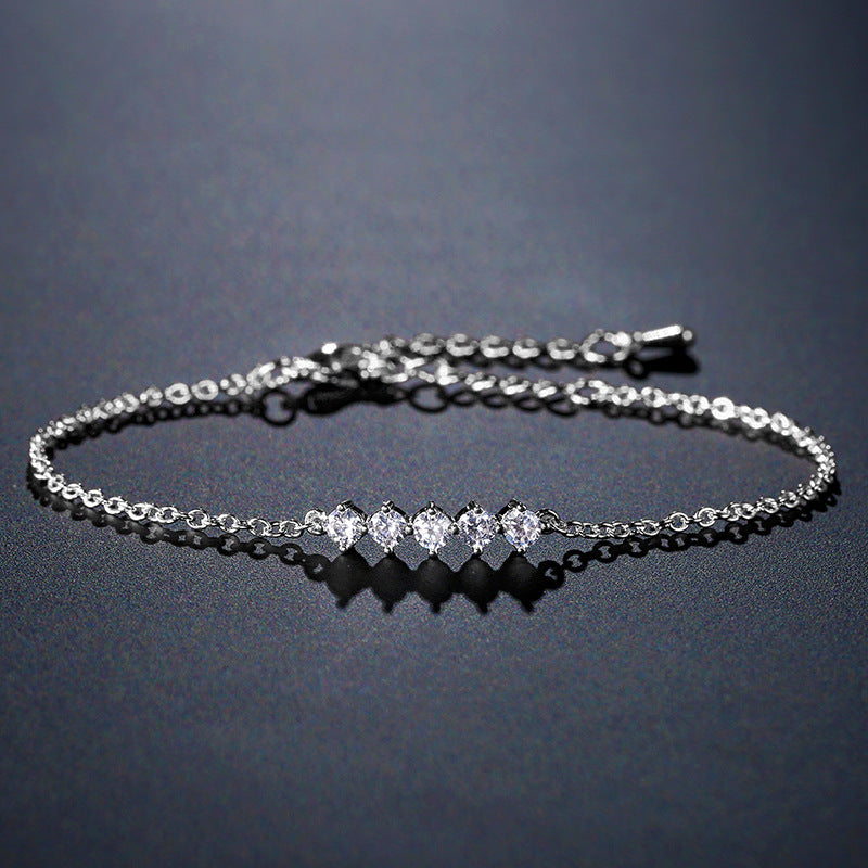 RAKOL Korean fashion simple round zircon bracelet versatile stacked girl hand ornament anklet factory direct sales