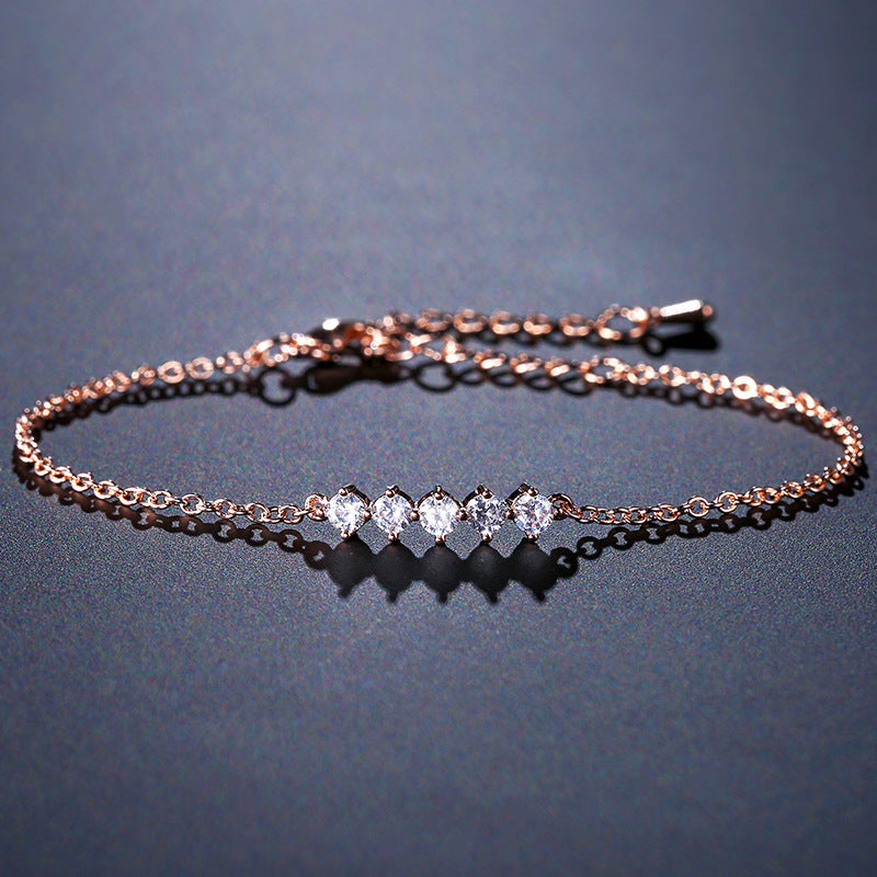 RAKOL Korean fashion simple round zircon bracelet versatile stacked girl hand ornament anklet factory direct sales