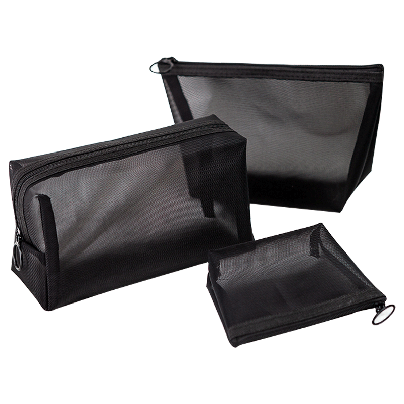 ins Japanese Korean girl heart flocking love mesh cosmetic bag transparent travel storage bag portable lipstick bag wholesale