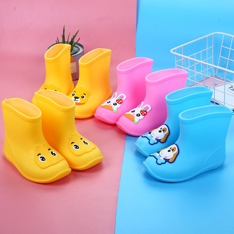 Children's cartoon rain boots for boys and girls you low tube warm water shoes non slip waterproof baby cute jelly plastic rain boots
