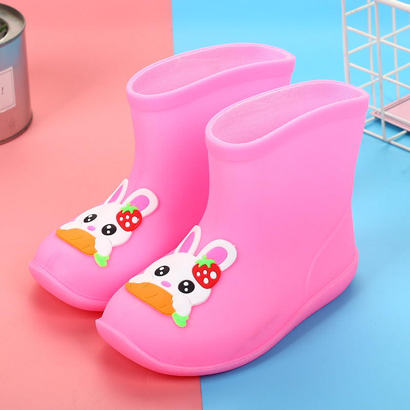 Children's cartoon rain boots for boys and girls you low tube warm water shoes non slip waterproof baby cute jelly plastic rain boots