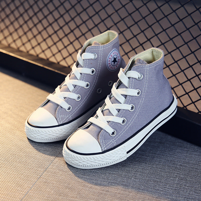 OPOEE Children's Shoes 2025 Spring Men's and Women's Fashion Lace-up High-Top Canvas Shoes Baby Casual Board Shoes C8008