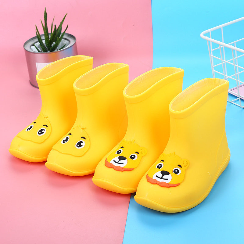 Children's cartoon rain boots for boys and girls you low tube warm water shoes non slip waterproof baby cute jelly plastic rain boots