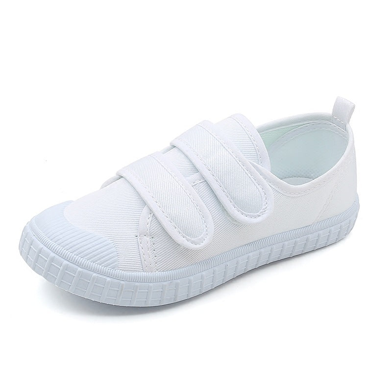 Children's Shoes Children's Little White Shoes Dance Shoes Boys Girls Velcro Students White Cloth Shoes Kindergarten Indoor Shoes Wholesale