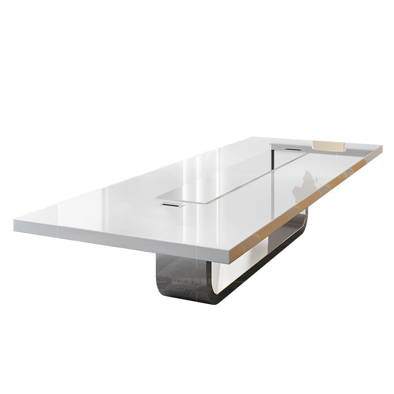 Juncheng white lacquered conference table, table, simple and modern, large office, Meeting table