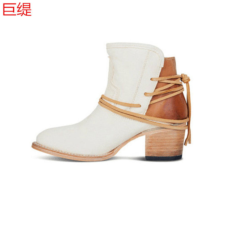Juti autumn and winter Amazon shopee independent station European and American foreign trade 35-43 plus size women's shoes back strap thick heel shoes
