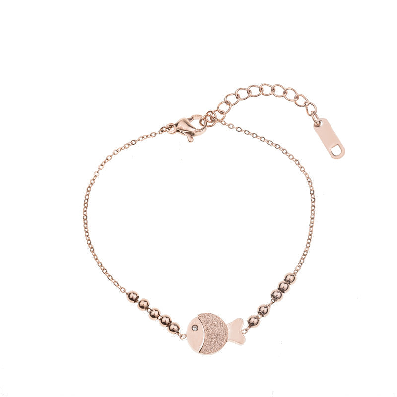 Korean version fashion cute single-layer clownfish bracelet anklet women's titanium steel rose gold bracelet jewelry wholesale