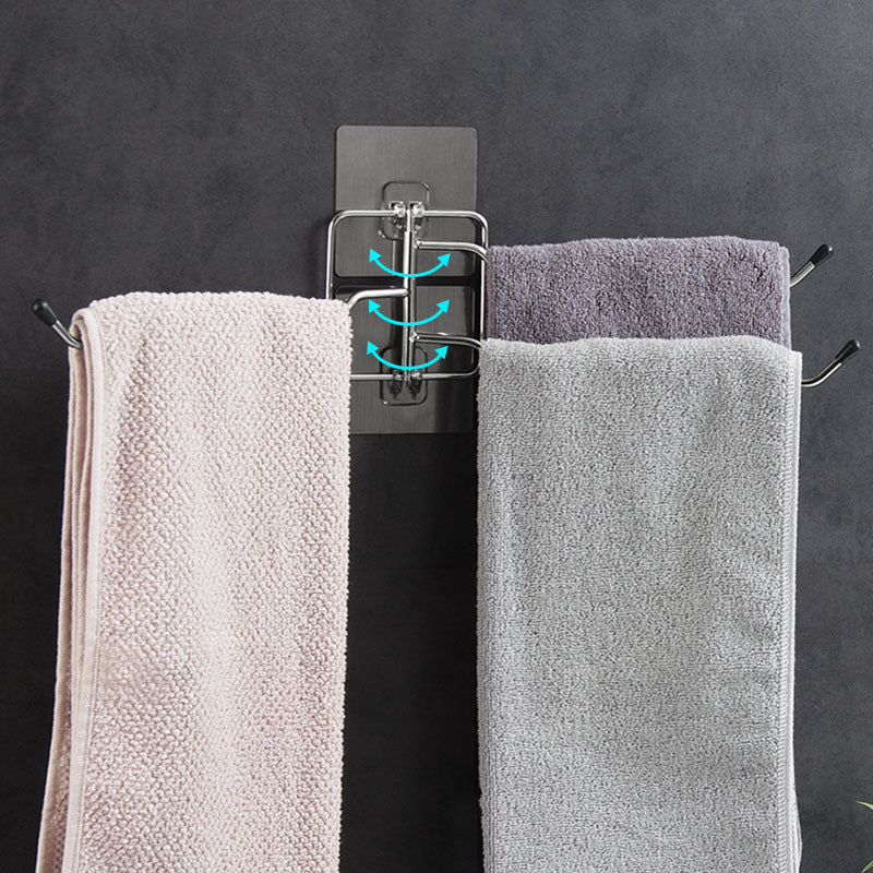 1384 Bathroom Towel Bath Towel Rack 180 Degree Rotatable Towel Rack No Punching Stainless Steel Kitchen Rag Rack