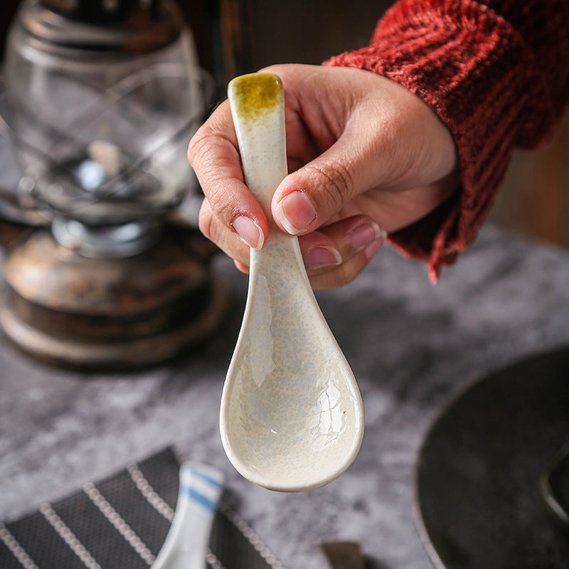 Japanese ceramic spoon soup spoon rice spoon hotel restaurant restaurant soup spoon spoon tableware Japanese style manufacturer logo