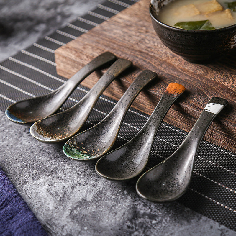 Japanese ceramic spoon soup spoon rice spoon hotel restaurant restaurant soup spoon spoon tableware Japanese style manufacturer logo