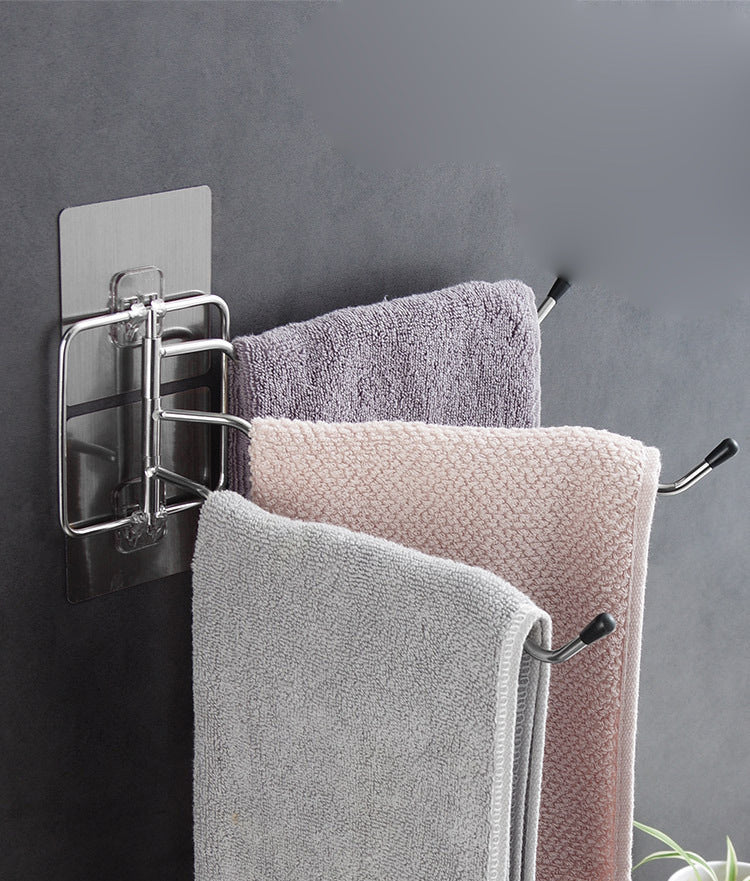 1384 Bathroom Towel Bath Towel Rack 180 Degree Rotatable Towel Rack No Punching Stainless Steel Kitchen Rag Rack