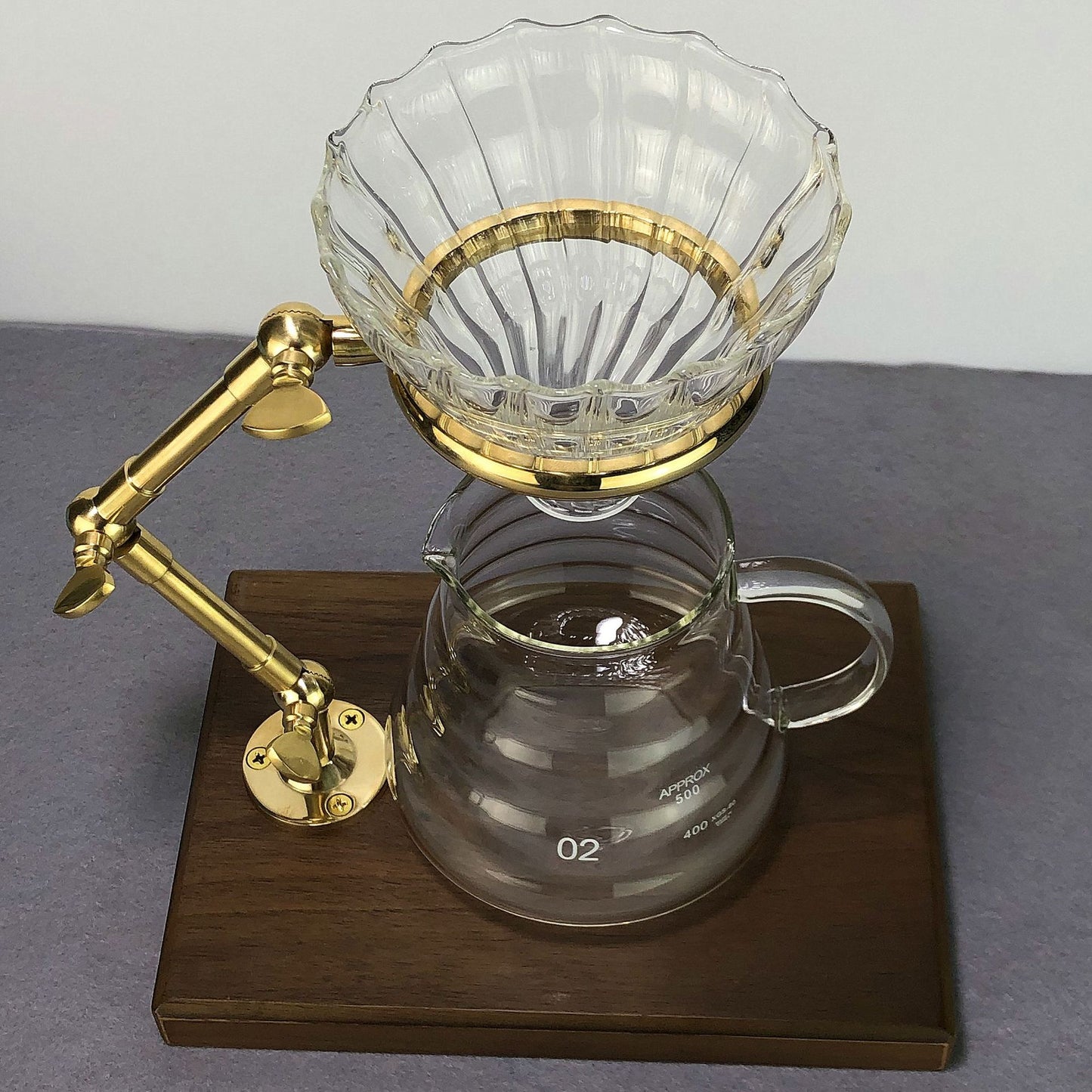 Coffee pour-over rack solid copper black walnut base filter cup pour-over set adjustable arm