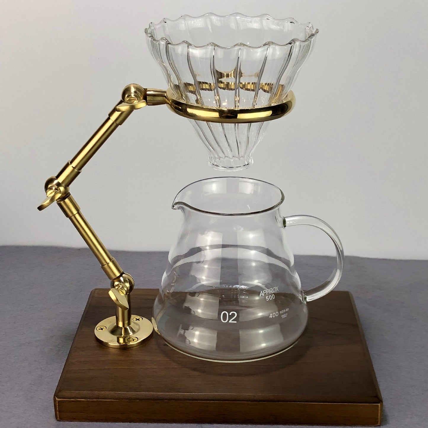 Coffee pour-over rack solid copper black walnut base filter cup pour-over set adjustable arm