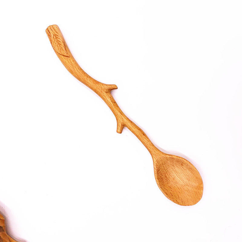 Japanese log spoon, handmade beech wooden spoon, special-shaped long-handled spoon, coffee mixing spoon, and spoon can be engraved with logo