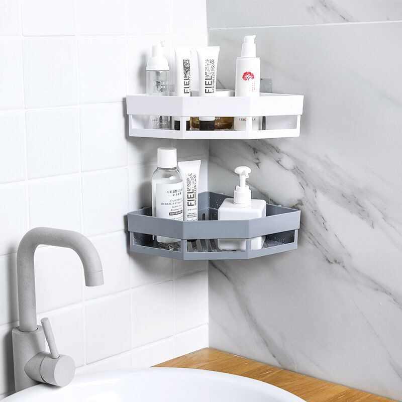 Punch-free plastic triangular shelf organizes kitchen bathroom wash rack bathroom traceless wall storage rack