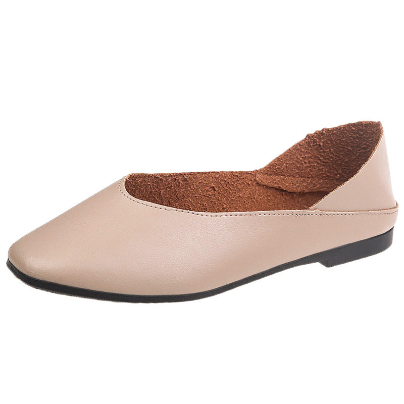 2024 spring and summer new Korean version solid color simple two-wear single shoes women's round toe flat women's shoes shallow casual foreign trade