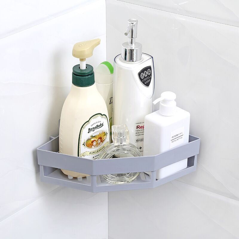 Punch-free plastic triangular shelf organizes kitchen bathroom wash rack bathroom traceless wall storage rack