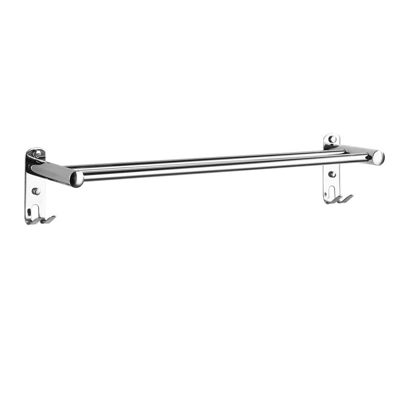 Stainless steel towel pole hotel bathroom thickened single rod double bar towel rack non-punch storage toilet bath towel rack
