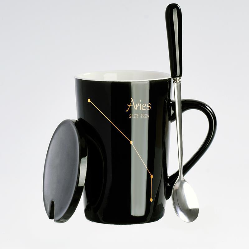 Creative Black Real Venus Constellation Cup Mug Coffee mug ceramic mug with lid spoon home office tumbler mug
