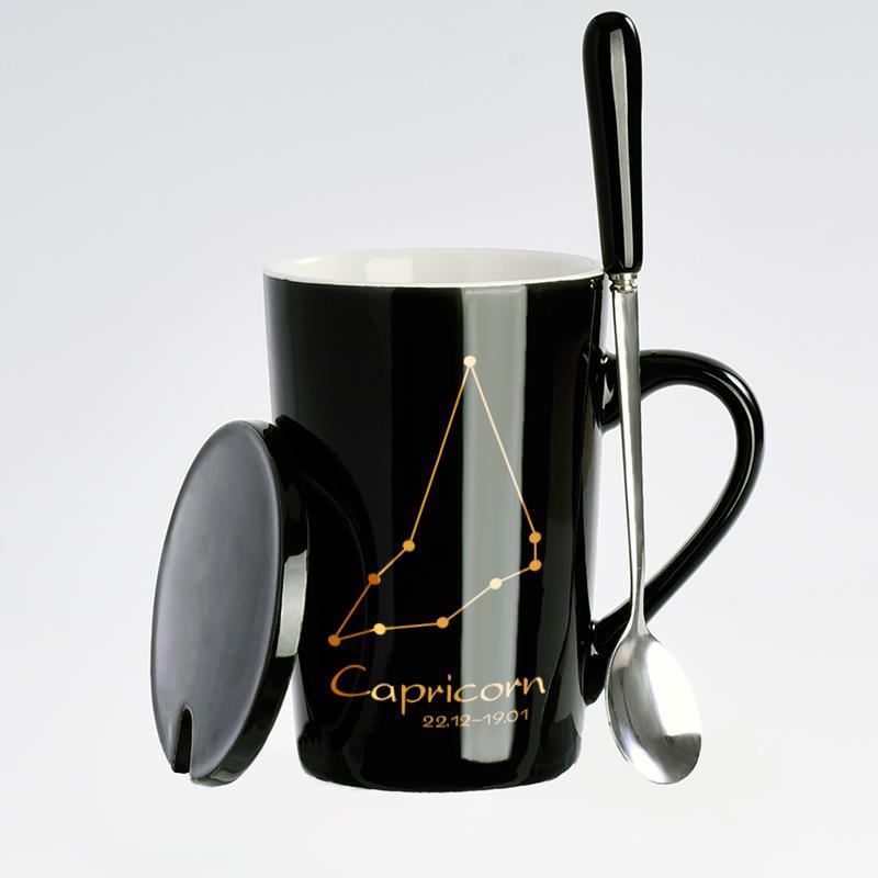 Creative Black Real Venus Constellation Cup Mug Coffee mug ceramic mug with lid spoon home office tumbler mug