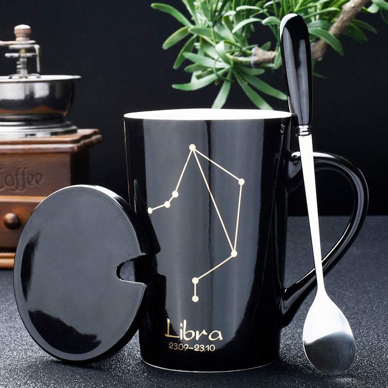 Creative Black Real Venus Constellation Cup Mug Coffee mug ceramic mug with lid spoon home office tumbler mug