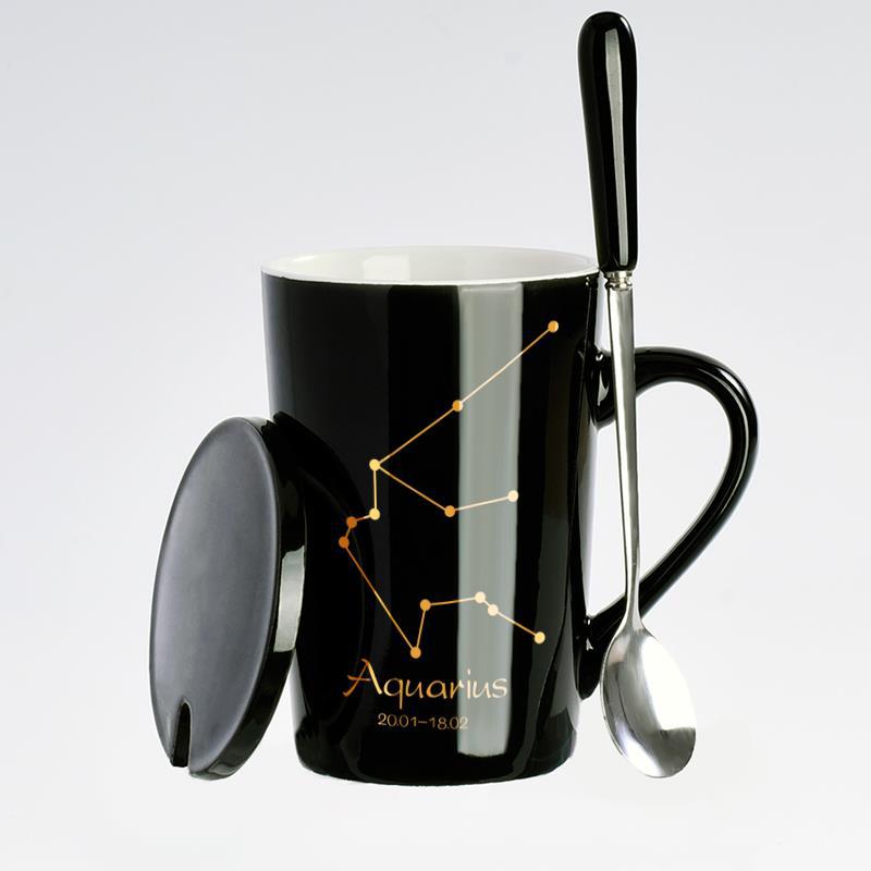 Creative Black Real Venus Constellation Cup Mug Coffee mug ceramic mug with lid spoon home office tumbler mug