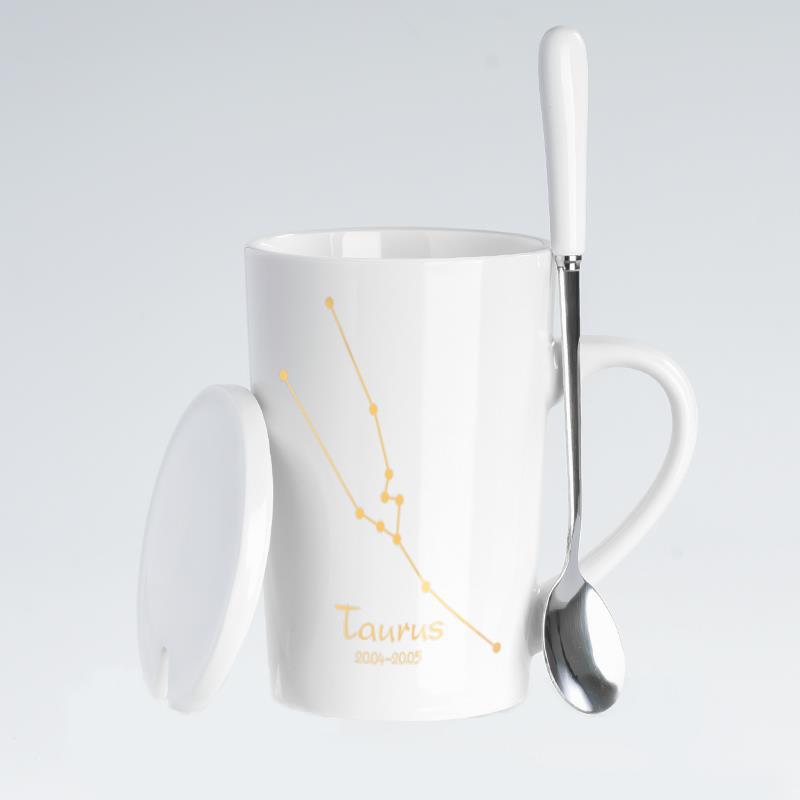 Creative Black Real Venus Constellation Cup Mug Coffee mug ceramic mug with lid spoon home office tumbler mug