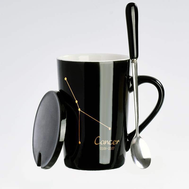Creative Black Real Venus Constellation Cup Mug Coffee mug ceramic mug with lid spoon home office tumbler mug