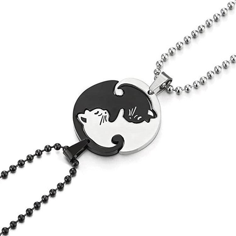 amazon new titanium steel necklace cat couple sweater chain women's chain accessories men's pendant hip hop jewelry wholesale