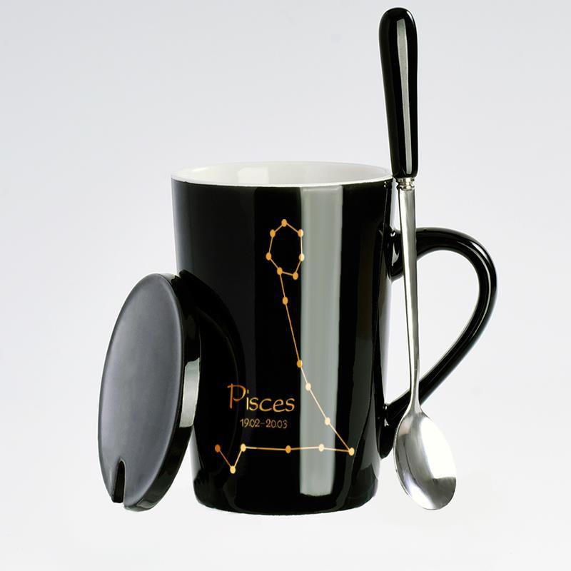 Creative Black Real Venus Constellation Cup Mug Coffee mug ceramic mug with lid spoon home office tumbler mug