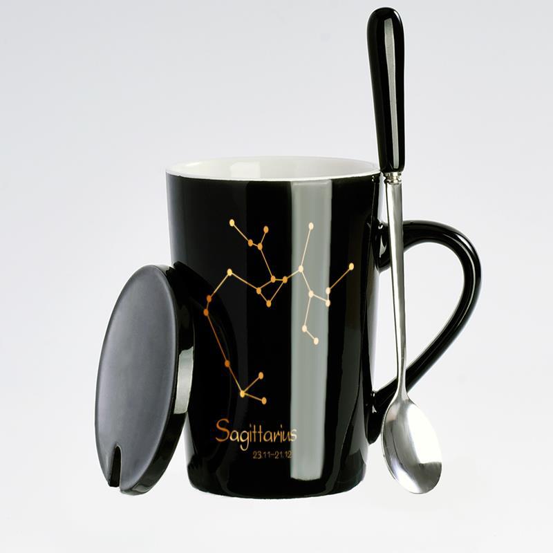 Creative Black Real Venus Constellation Cup Mug Coffee mug ceramic mug with lid spoon home office tumbler mug