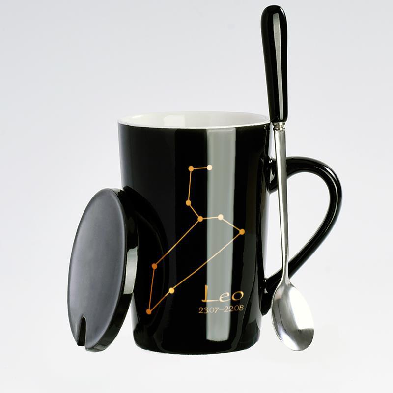 Creative Black Real Venus Constellation Cup Mug Coffee mug ceramic mug with lid spoon home office tumbler mug