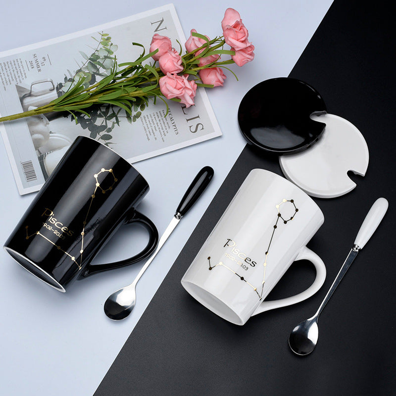 Creative Black Real Venus Constellation Cup Mug Coffee mug ceramic mug with lid spoon home office tumbler mug